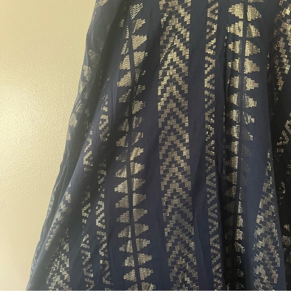 Elan Women’s Navy Metallic Gold Arrow Print Balloon Bottom Maxi Dress Size Md - Picture 8 of 8